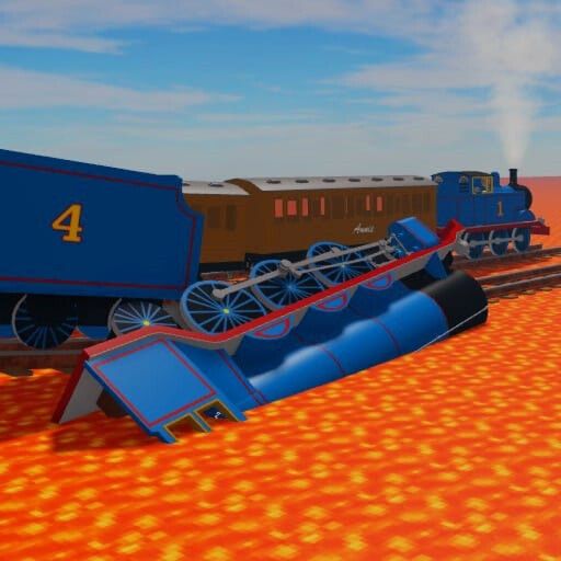 Thomas slides down to lava cover